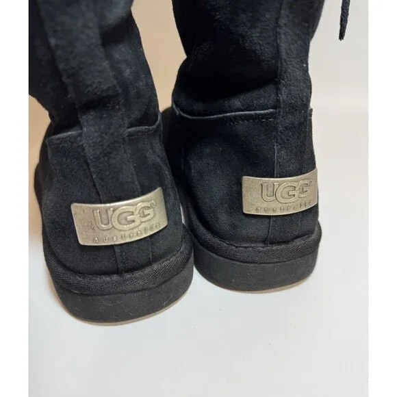 UGG Australia 5163 Upside Tall Suede Lace-Up Black Suede Shearling Boots US 6 - Picture 11 of 13